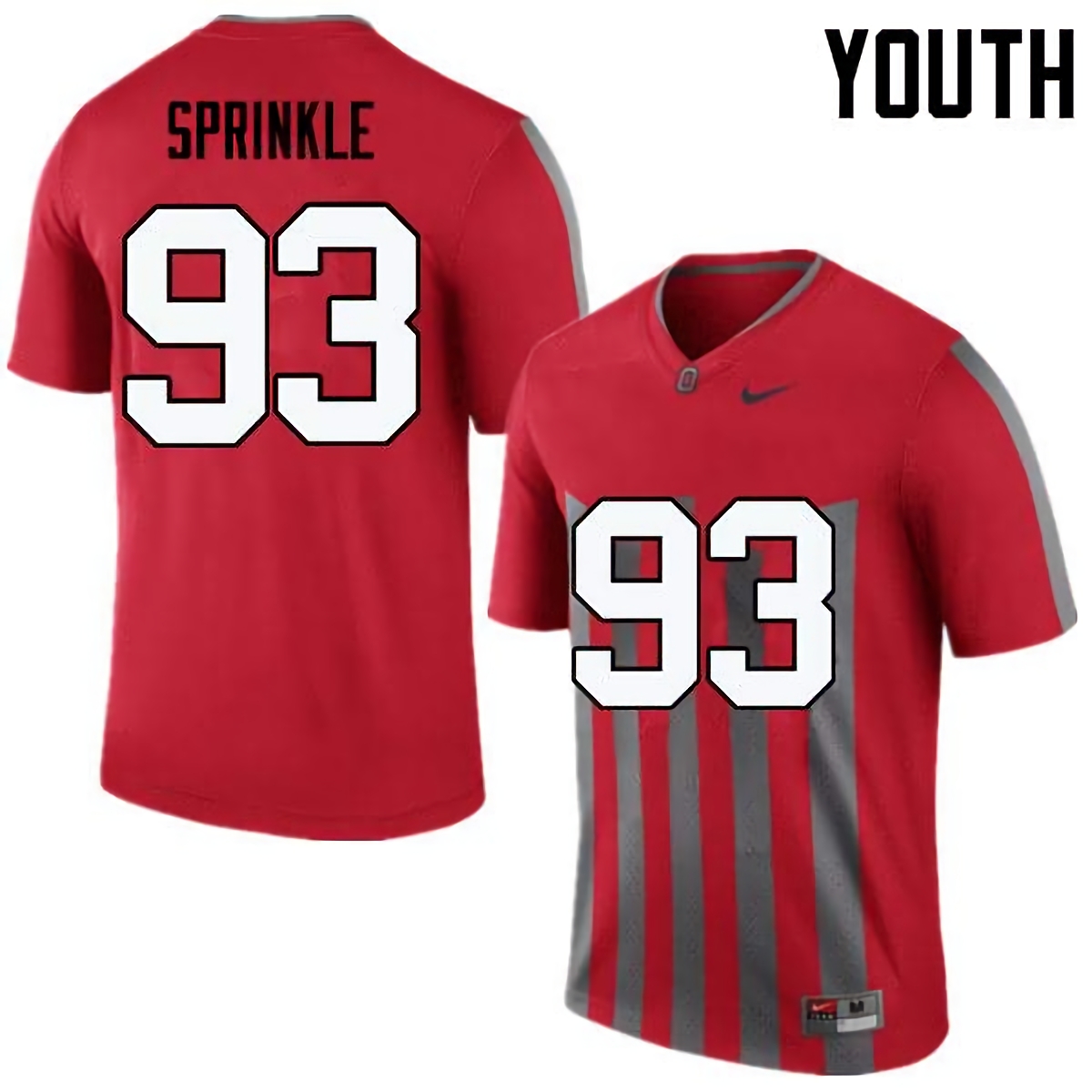 Tracy Sprinkle Ohio State Buckeyes Youth NCAA #93 Nike Throwback Red College Stitched Football Jersey JEG8856WQ